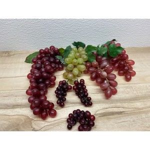 Lot Of 7 Clusters Mixed Rubber Grapes Red,Green Home Decor